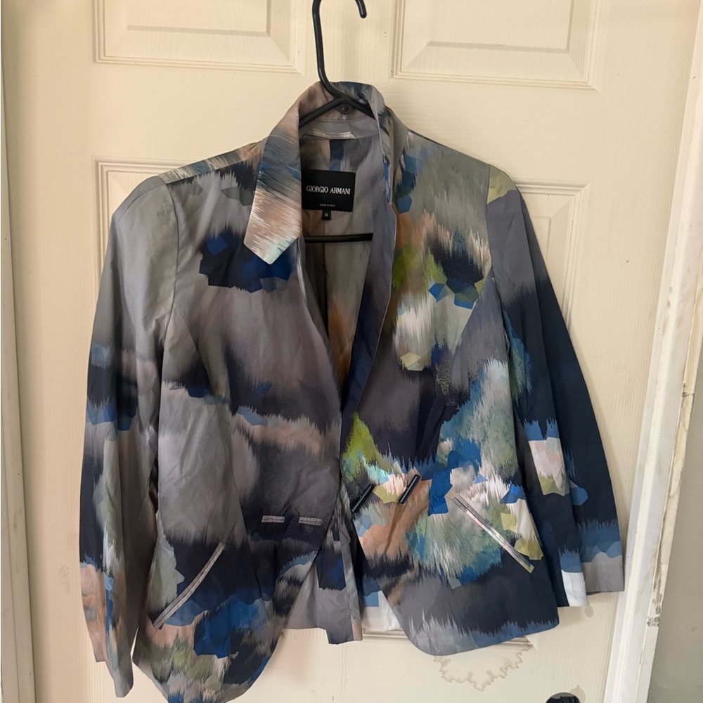 Giorgio Armani Women's Abstract Blue Gray Blazer